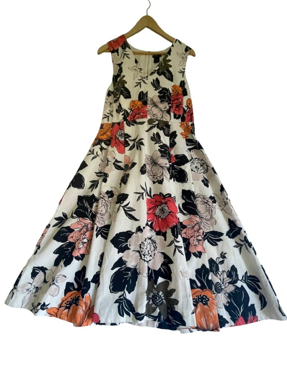 Ann Taylor Factory Floral Fit & Flare Midi Dress Size 10